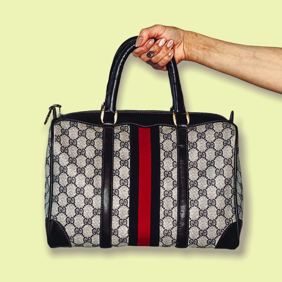 Gucci Handbags - SOLD - Gucci Web Canvas Boston